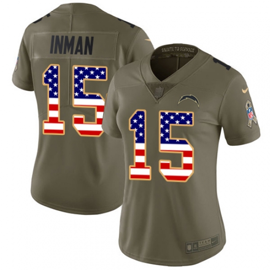 Women's Nike Los Angeles Chargers #15 Dontrelle Inman Limited Olive/USA Flag 2017 Salute to Service NFL Jersey - Ujersey