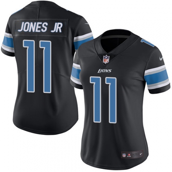 Women's Nike Detroit Lions #11 Marvin Jones Jr Limited Black Rush Vapor Untouchable NFL Jersey