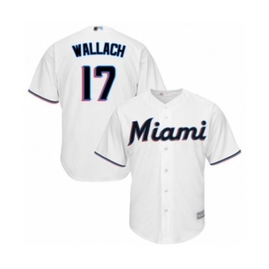 Youth Miami Marlins #17 Chad Wallach Authentic White Home Cool Base Baseball Player Jersey
