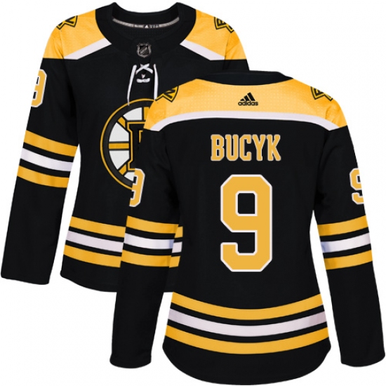 Women's Adidas Boston Bruins #9 Johnny Bucyk Premier Black Home NHL Jersey - Ujersey