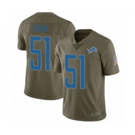 Men's Detroit Lions #51 Jahlani Tavai Limited Olive 2017 Salute to Service Football Jersey - Ujersey