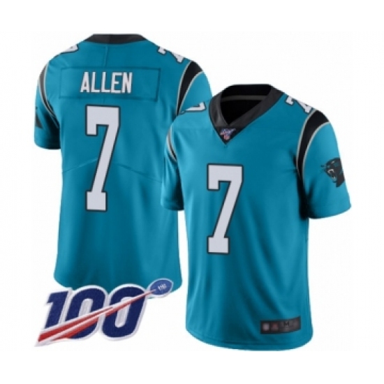 Men's Carolina Panthers #7 Kyle Allen Blue Alternate Vapor Untouchable Limited Player 100th Season Football Jersey - Ujersey
