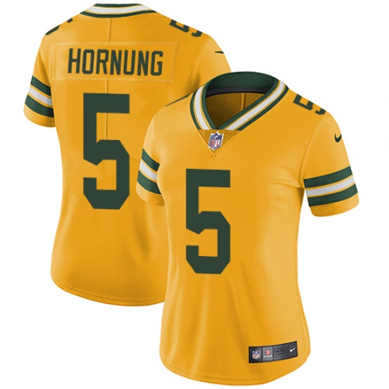 Women's Nike Green Bay Packers #5 Paul Hornung Limited Gold Rush Vapor Untouchable NFL Jersey - Ujersey