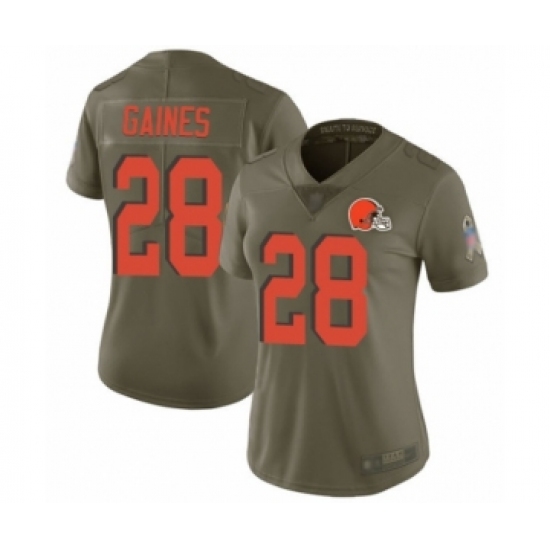 Women's Cleveland Browns #28 Phillip Gaines Limited Olive 2017 Salute to Service Football Jersey - Ujersey