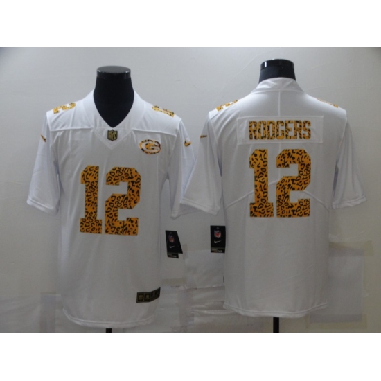 Men's Green Bay Packers #12 Aaron Rodgers White Nike Leopard Print Limited Jersey - Ujersey