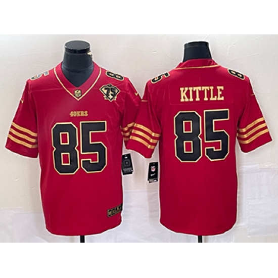 Men's Nike San Francisco 49ers #85 George Kittle Red 75th Golden Edition Stitched Limited Jersey - Ujersey
