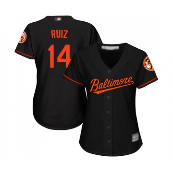 Women's Baltimore Orioles #14 Rio Ruiz Replica Black Alternate Cool Base Baseball Jersey - Ujersey