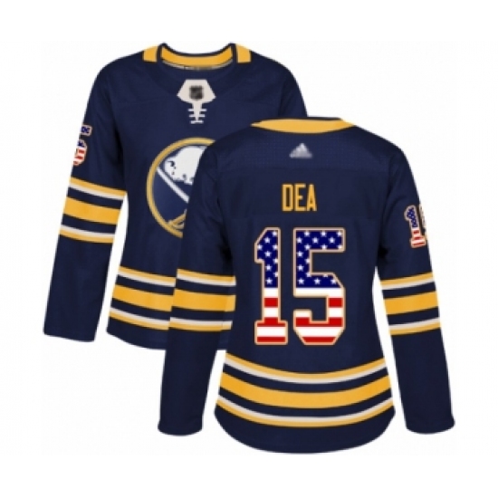 Women's Buffalo Sabres #15 Jean-Sebastien Dea Authentic Navy Blue USA Flag Fashion Hockey Jersey - Ujersey