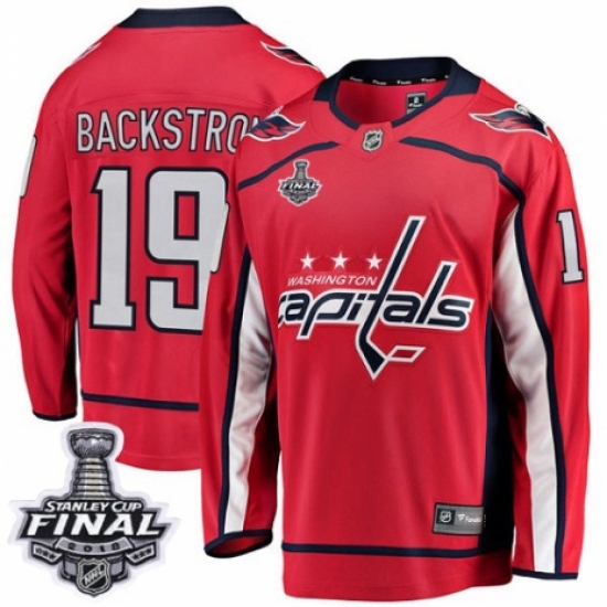 Men's Washington Capitals #19 Nicklas Backstrom Fanatics Branded Red Home Breakaway 2018 Stanley Cup Final NHL Jersey - Ujersey