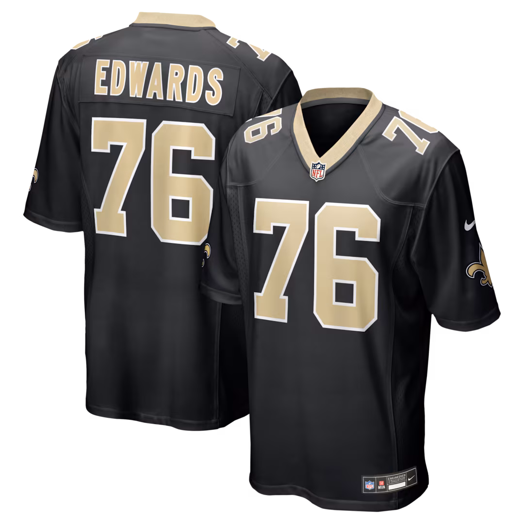 Men's New Orleans Saints David Edwards Nike Black Team Game Jersey - Ujersey
