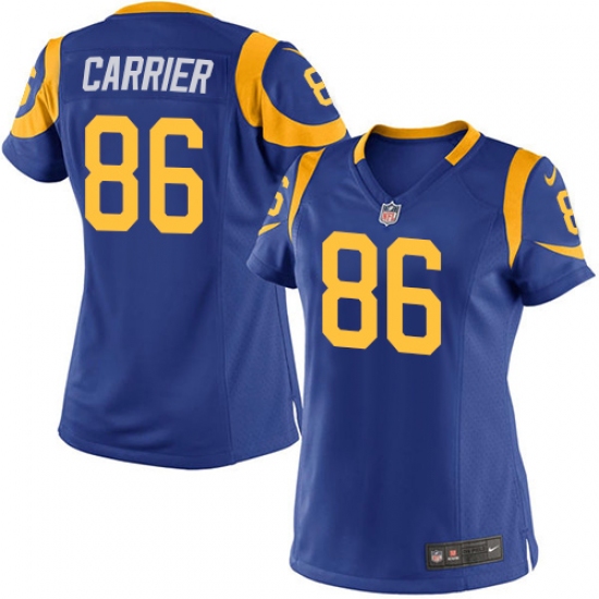 Women's Nike Los Angeles Rams #86 Derek Carrier Game Royal Blue Alternate NFL Jersey - Ujersey