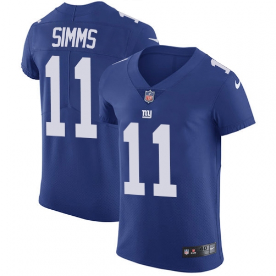 Men's Nike New York Giants #11 Phil Simms Elite Royal Blue Team Color NFL Jersey - Ujersey