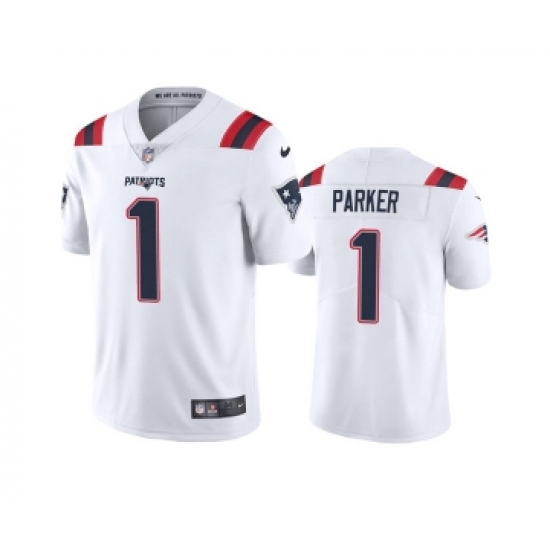 Men's New England Patriots #1 DeVante Parker White Vapor Untouchable Limited Stitched Jersey - Ujersey