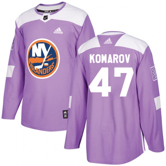Men's Adidas New York Islanders #47 Leo Komarov Authentic Purple Fights Cancer Practice NHL Jersey - Ujersey