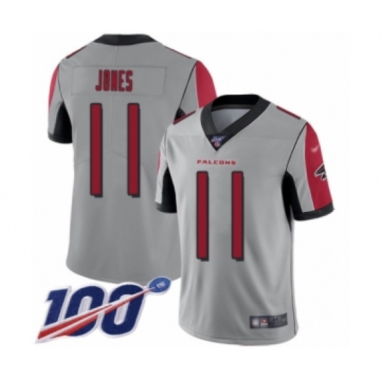 Men's Atlanta Falcons #11 Julio Jones Limited Silver Inverted Legend 100th Season Football Jersey - Ujersey