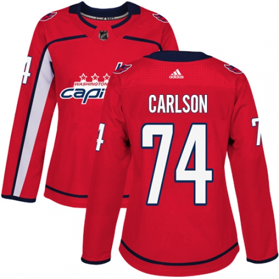 Women's Adidas Washington Capitals #74 John Carlson Premier Red Home NHL Jersey - Ujersey
