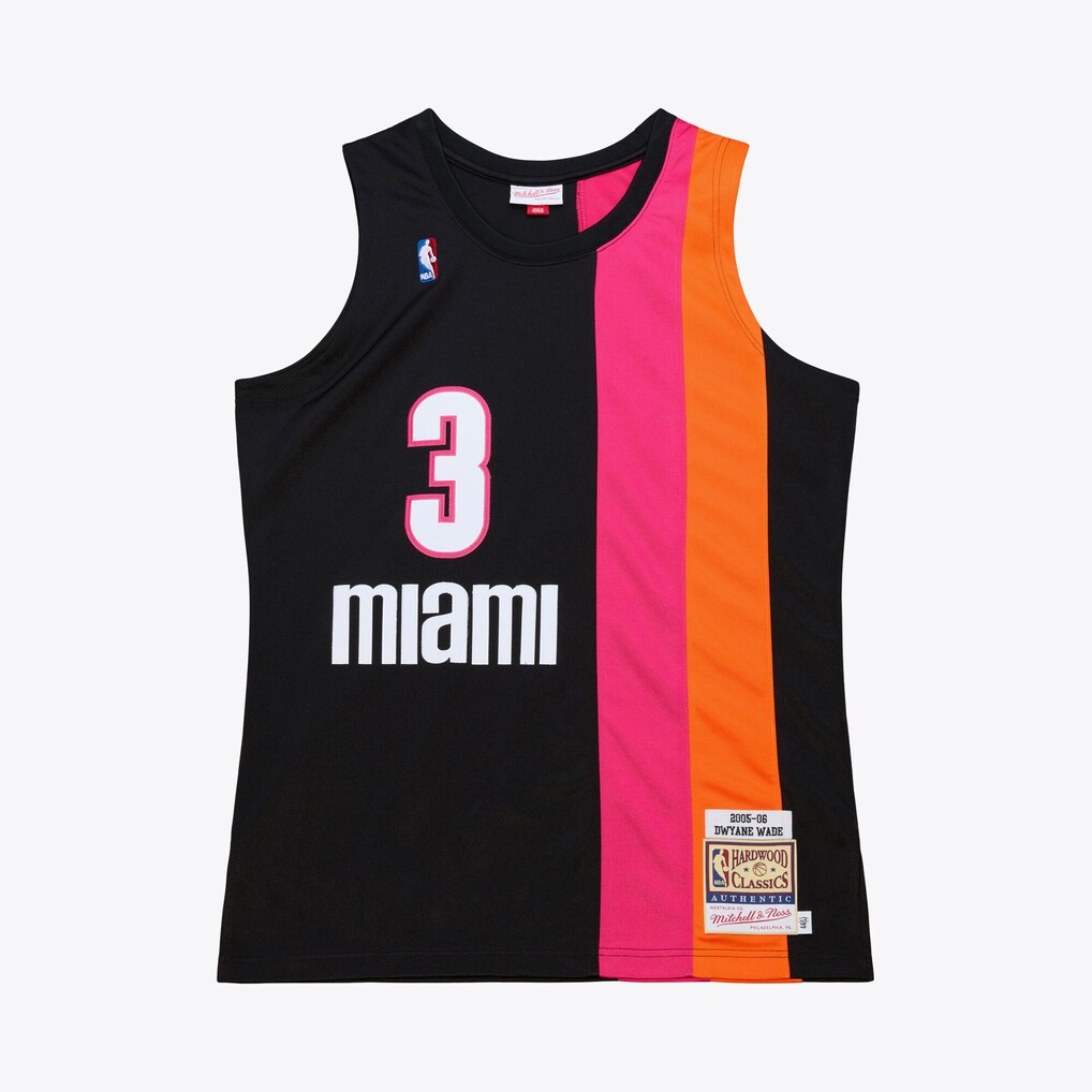 Men's Miami Heat Dwyane Wade Mitchell & Ness Black 2005-06 Hardwood Classics Authentic Jersey