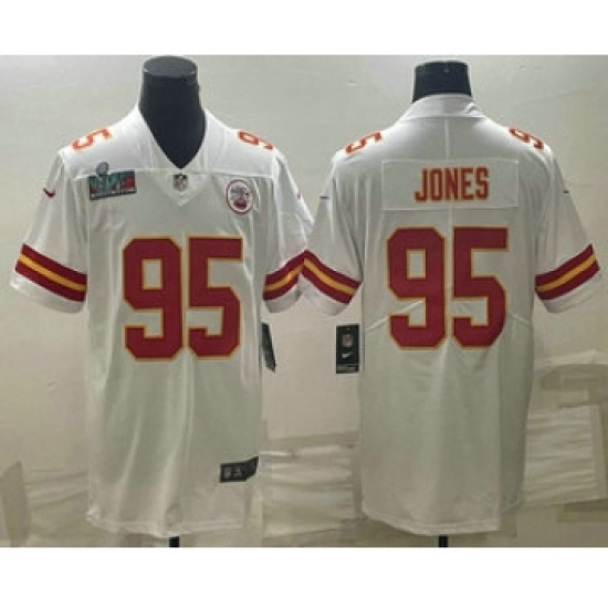 Men's Kansas City Chiefs #95 Chris Jones White Super Bowl LVII Patch Vapor Untouchable Limited Stitched Jersey - Ujersey