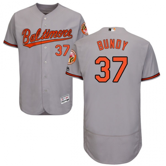 Men's Majestic Baltimore Orioles #37 Dylan Bundy Grey Road Flex Base Authentic Collection MLB Jersey - Ujersey