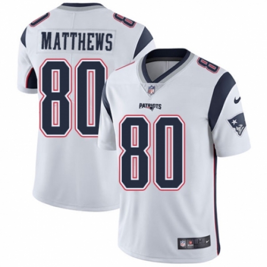 Youth Nike New England Patriots #80 Jordan Matthews White Vapor Untouchable Limited Player NFL Jersey - Ujersey