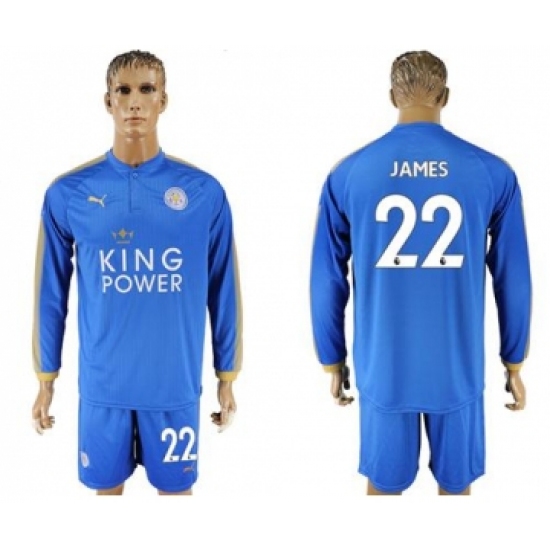 Leicester City #22 James Home Long Sleeves Soccer Club Jersey