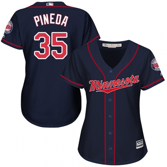 Women's Majestic Minnesota Twins #35 Michael Pineda Authentic Navy Blue Alternate Road Cool Base MLB Jersey - Ujersey