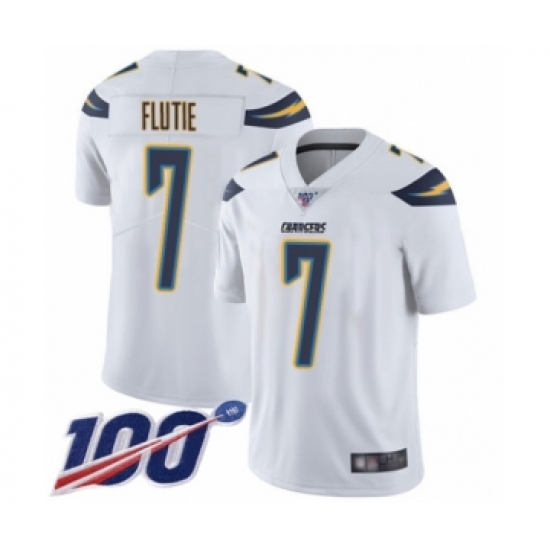 Men's Los Angeles Chargers #7 Doug Flutie White Vapor Untouchable Limited Player 100th Season Football Jersey - Ujersey