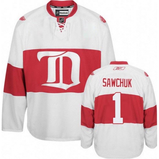Women's Reebok Detroit Red Wings #1 Terry Sawchuk Premier White Third NHL Jersey - Ujersey