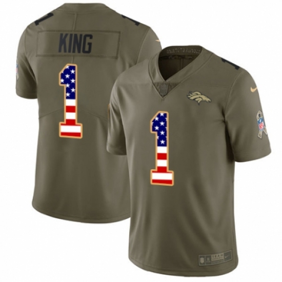 Men's Nike Denver Broncos #1 Marquette King Limited Olive/USA Flag 2017 Salute to Service NFL Jersey - Ujersey