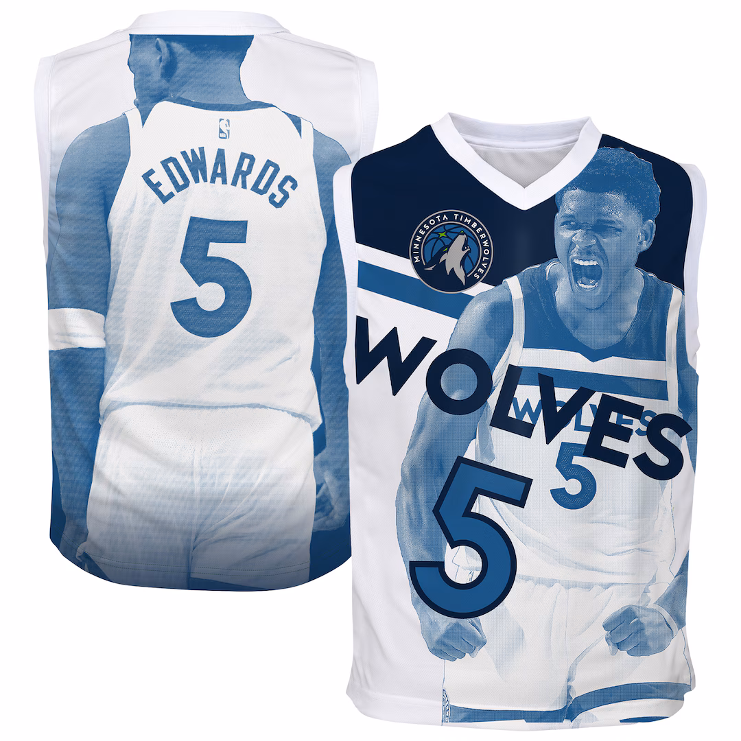 Youth Minnesota Timberwolves Anthony Edwards Outerstuff Blue Hometown Fashion Jersey - Ujersey