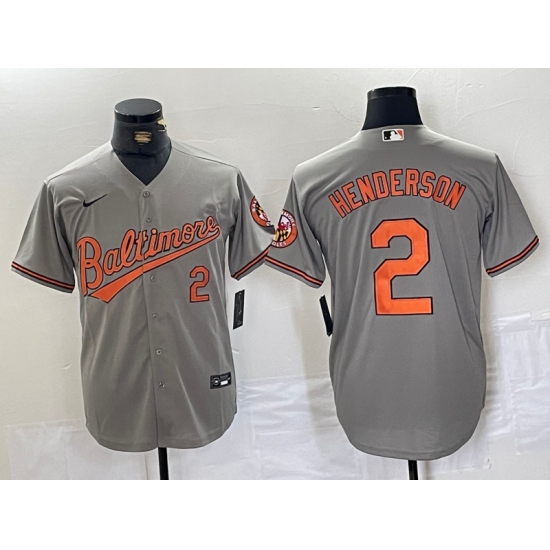 Men's Baltimore Orioles #2 Gunnar Henderson Number Grey Stitched Cool Base Nike Jersey - Ujersey
