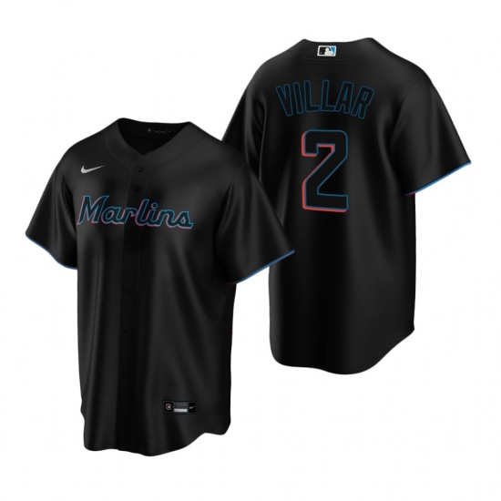 Men's Nike Miami Marlins #2 Jonathan Villar Black Alternate Stitched Baseball Jersey - Ujersey