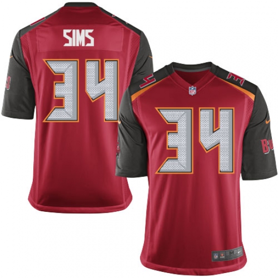 Men's Nike Tampa Bay Buccaneers #34 Charles Sims Game Red Team Color NFL Jersey - Ujersey