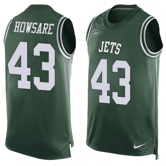 Men's Nike New York Jets #43 Julian Howsare Limited Green Player Name & Number Tank Top NFL Jersey - Ujersey