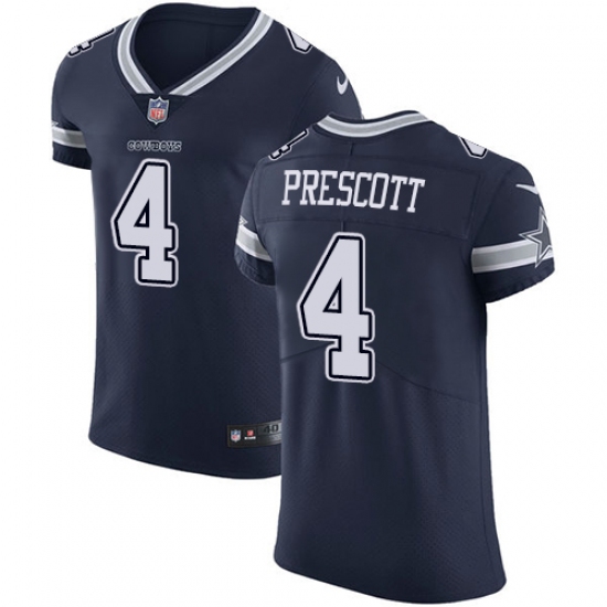 Men's Nike Dallas Cowboys #4 Dak Prescott Navy Blue Team Color Vapor Untouchable Elite Player NFL Jersey - Ujersey