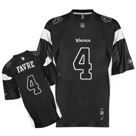 Reebok Minnesota Vikings #4 Brett Favre Black Shadow Authentic Throwback NFL Jersey - Ujersey