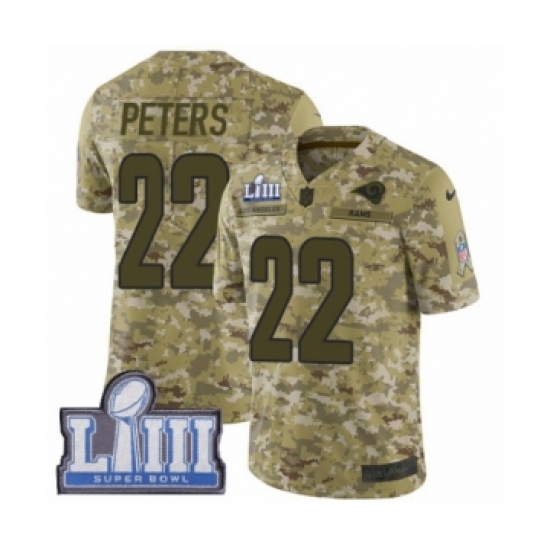 Men's Nike Los Angeles Rams #22 Marcus Peters Limited Camo 2018 Salute to Service Super Bowl LIII Bound NFL Jersey - Ujersey