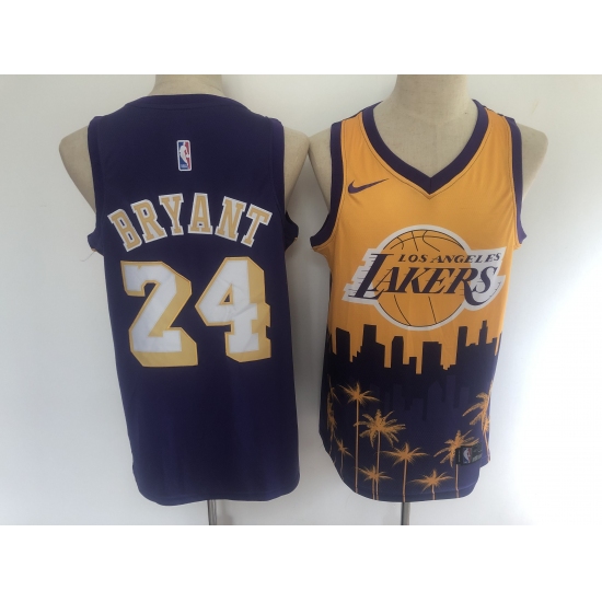 Men's Los Angeles Lakers #24 Kobe Bryant Purple Salute To Service Stitched Basketbal Jersey - Ujersey