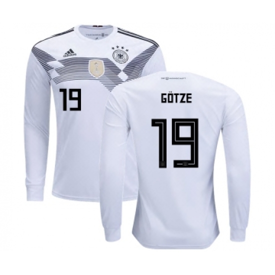 Germany #19 Gotze Home Long Sleeves Kid Soccer Country Jersey