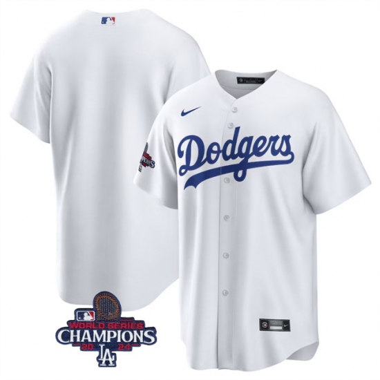 Men's Los Angeles Dodgers Blank White 2024 World Series Champions Cool Base Stitched Baseball Jersey - Ujersey