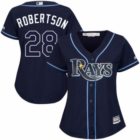 Women's Majestic Tampa Bay Rays #28 Daniel Robertson Replica Navy Blue Alternate Cool Base MLB Jersey - Ujersey
