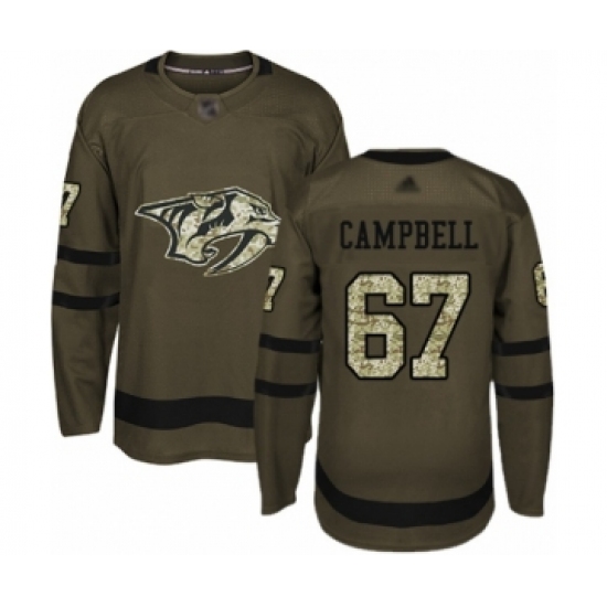 Men's Nashville Predators #67 Alexander Campbell Authentic Green Salute to Service Hockey Jersey - Ujersey