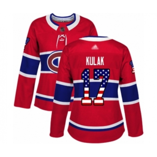 Women's Montreal Canadiens #17 Brett Kulak Authentic Red USA Flag Fashion Hockey jersey - Ujersey