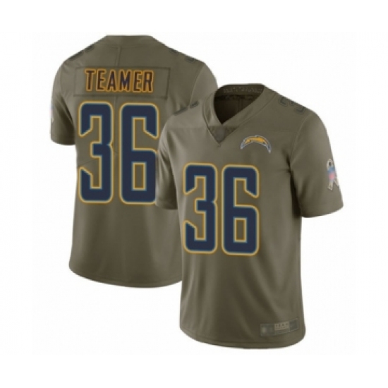 Men's Los Angeles Chargers #36 Roderic Teamer Limited Olive 2017 Salute to Service Football Jersey - Ujersey