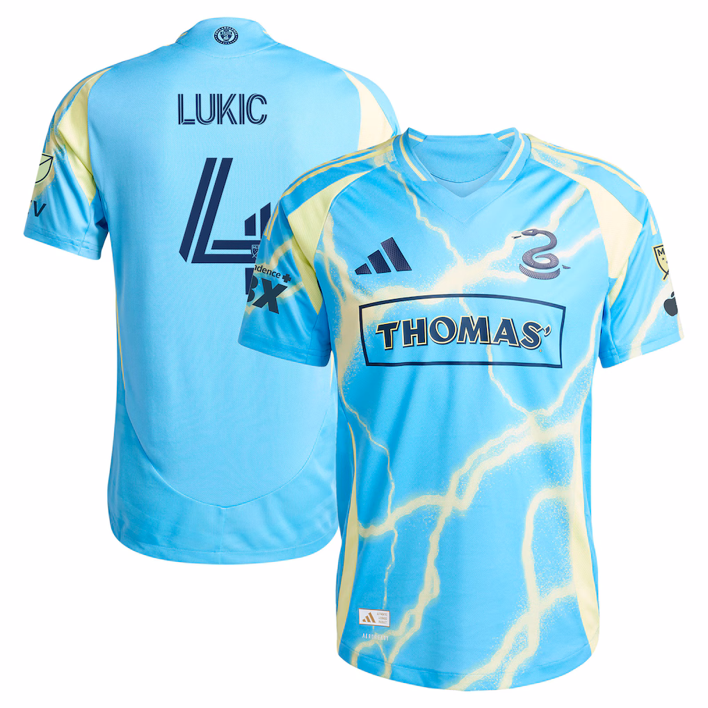 Men's Philadelphia Union Jovan Lukić adidas Blue 2025 The Voltage Kit On-Field Authentic Jersey