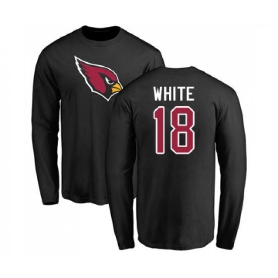 Football Arizona Cardinals #18 Kevin White Black Name & Number Logo Long Sleeve T-Shirt - Ujersey