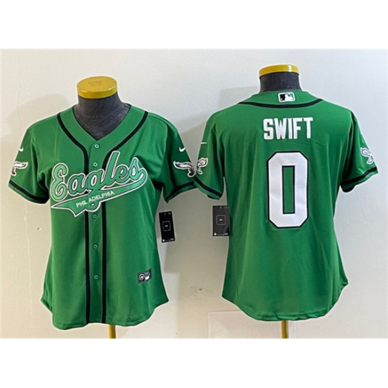 Women's Philadelphia Eagles #0 D’andre Swift Green Cool Base Stitched Baseball Jersey - Ujersey
