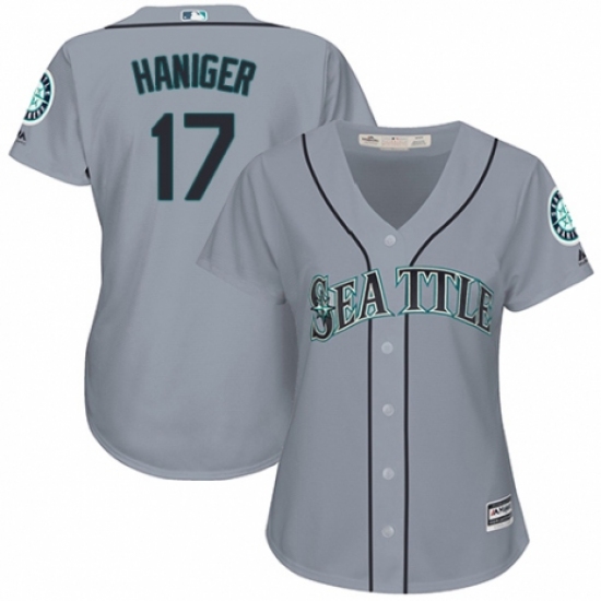 Women's Majestic Seattle Mariners #17 Mitch Haniger Replica Grey Road Cool Base MLB Jersey - Ujersey