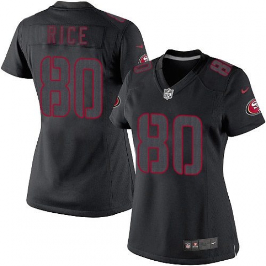 Women's Nike San Francisco 49ers #80 Jerry Rice Limited Black Impact NFL Jersey - Ujersey
