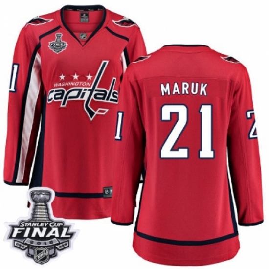 Women's Washington Capitals #21 Dennis Maruk Fanatics Branded Red Home Breakaway 2018 Stanley Cup Final NHL Jersey - Ujersey